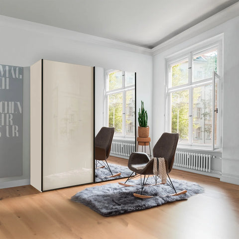 Wiemann Monaco Champagne Glass and Mirror Front 2 Door Sliding wardrobe