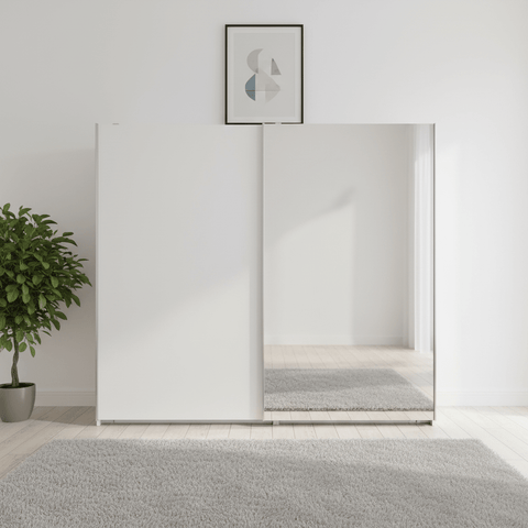 Monaco 3000 White 2 Door Sliding Wardrobe with Mirror