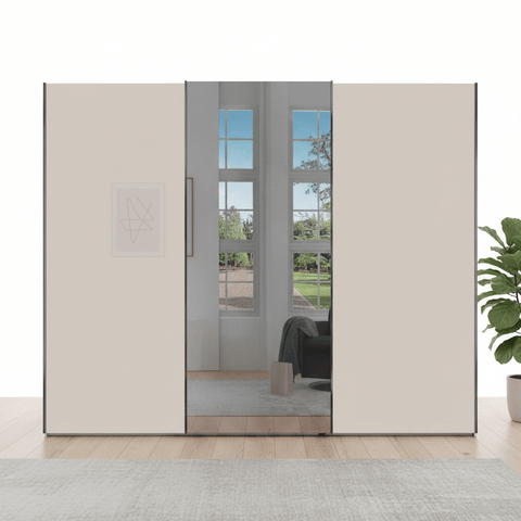 Monaco 3000 Champagne Decor Large Sliding Door Wardrobe with Mirror