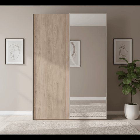 Wiemann Oxford 2 Door Sliding 200cm Holm Oak Wardrobe with Mirror
