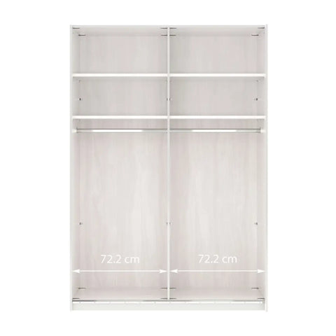 Wiemann Houston 150cm Graphite Glass & Mirror Front 2 Door Sliding Wardrobe -Interior Details 2