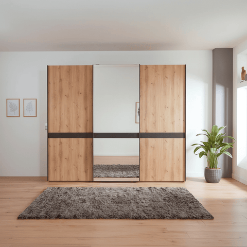 Wiemann Regen Bianco Oak 3 Door Sliding Wardrobe With Mirror