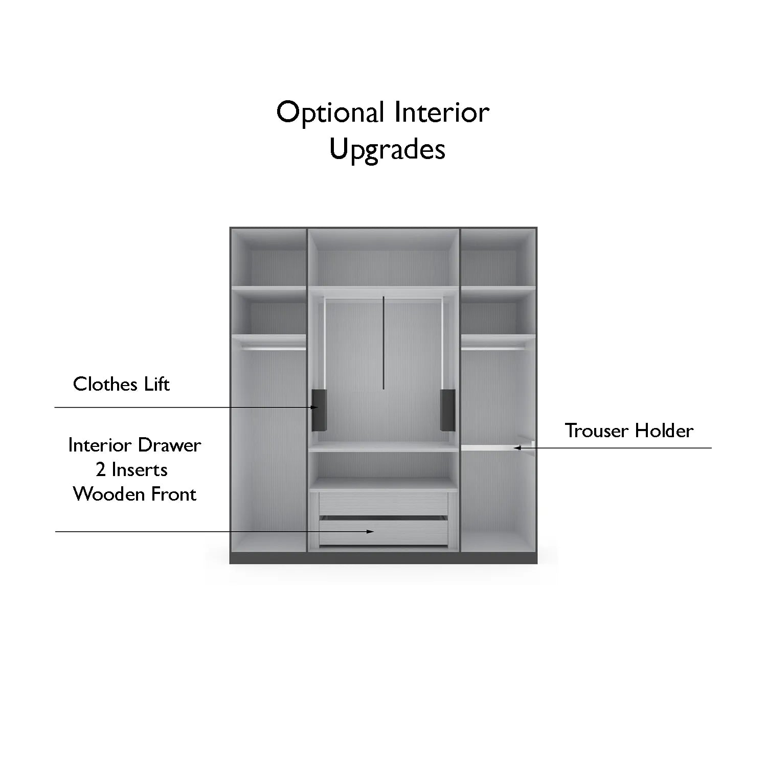 Wiemann Stylo 4 Door 200cm Wardrobe – Graphite & Glass Front