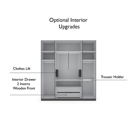 Wiemann Stylo 4 Door 200cm Wardrobe – Graphite & Glass Front
