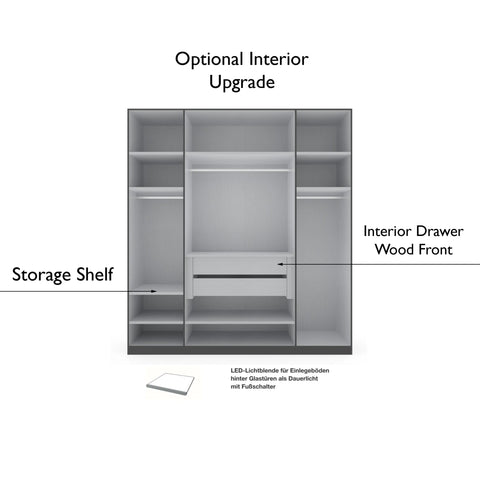 Wiemann Stylo 4 Door 200cm Wardrobe – Graphite & Glass Front