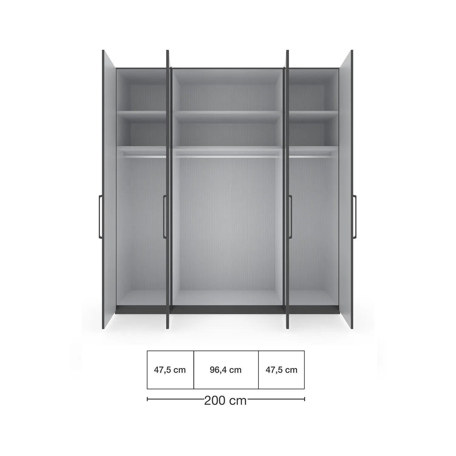 Wiemann Stylo 4 Door 200cm Wardrobe – Graphite & Glass Front