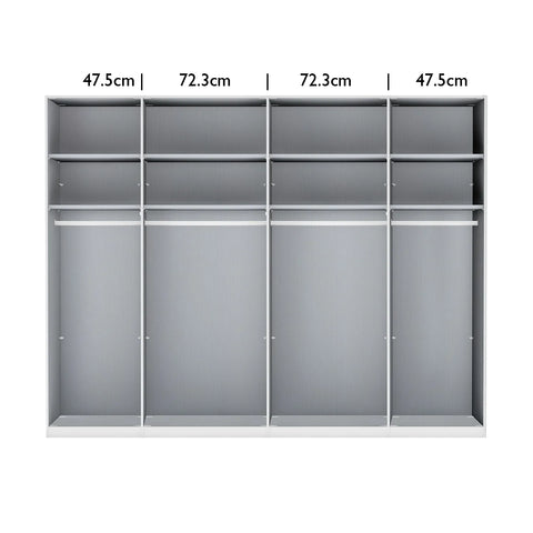 Interior Details of Wiemann Stylo 6 Door Wardrobe Graphite & Transparent Glass Front - W250cm