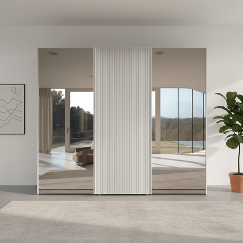 Tulsa Large 3 Door Wardrobe With Mirror and Decking Door