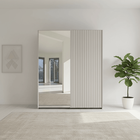 Tulsa Champagne Double Sliding Door Wardrobe with Mirror