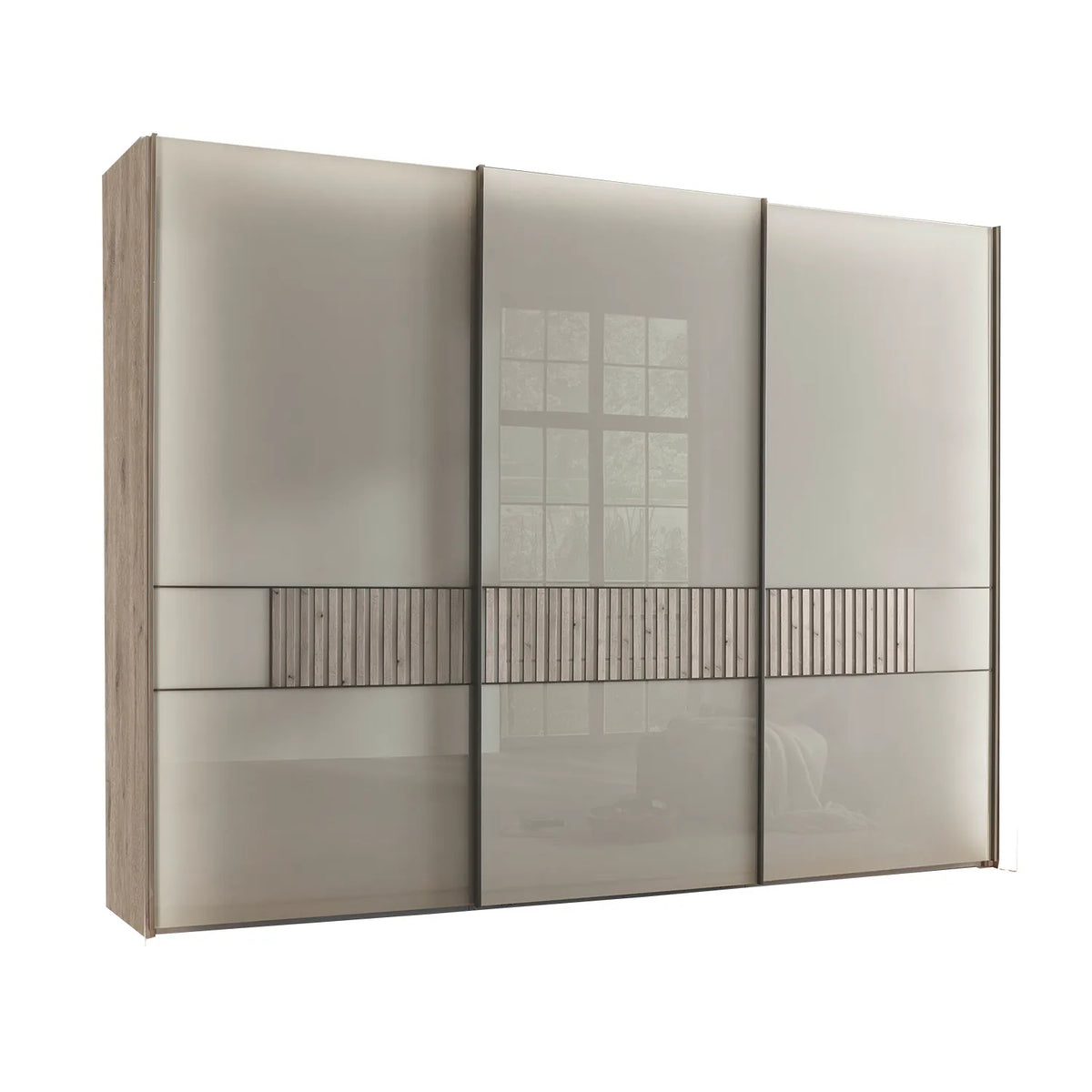 Vilmar Pebble Grey Glass 3 Door Sliding Wardrobe - Pendle Village Furniture