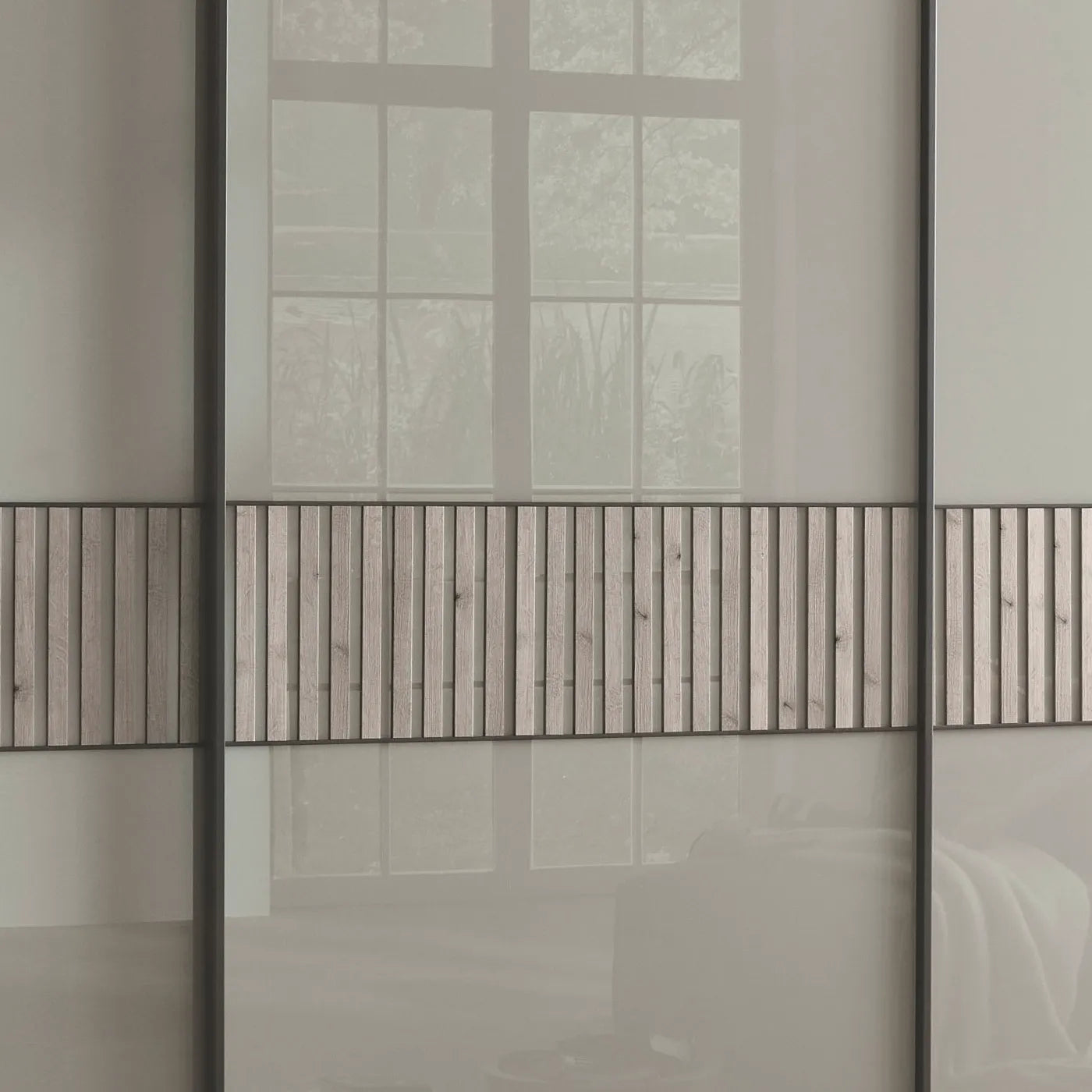 Vilmar Pebble Grey Glass 3 Door Sliding Wardrobe - Pendle Village Furniture