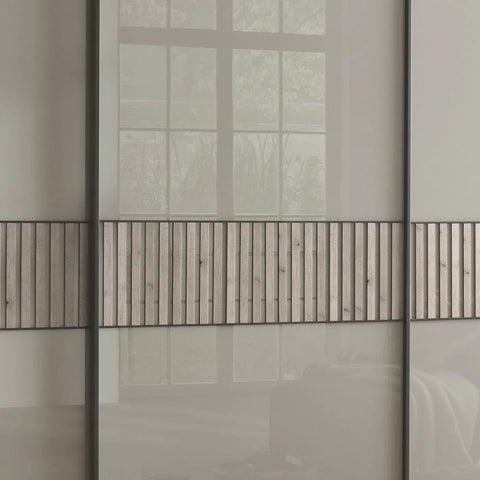 Vilmar Pebble Grey Glass 3 Door Sliding Wardrobe - Pendle Village Furniture