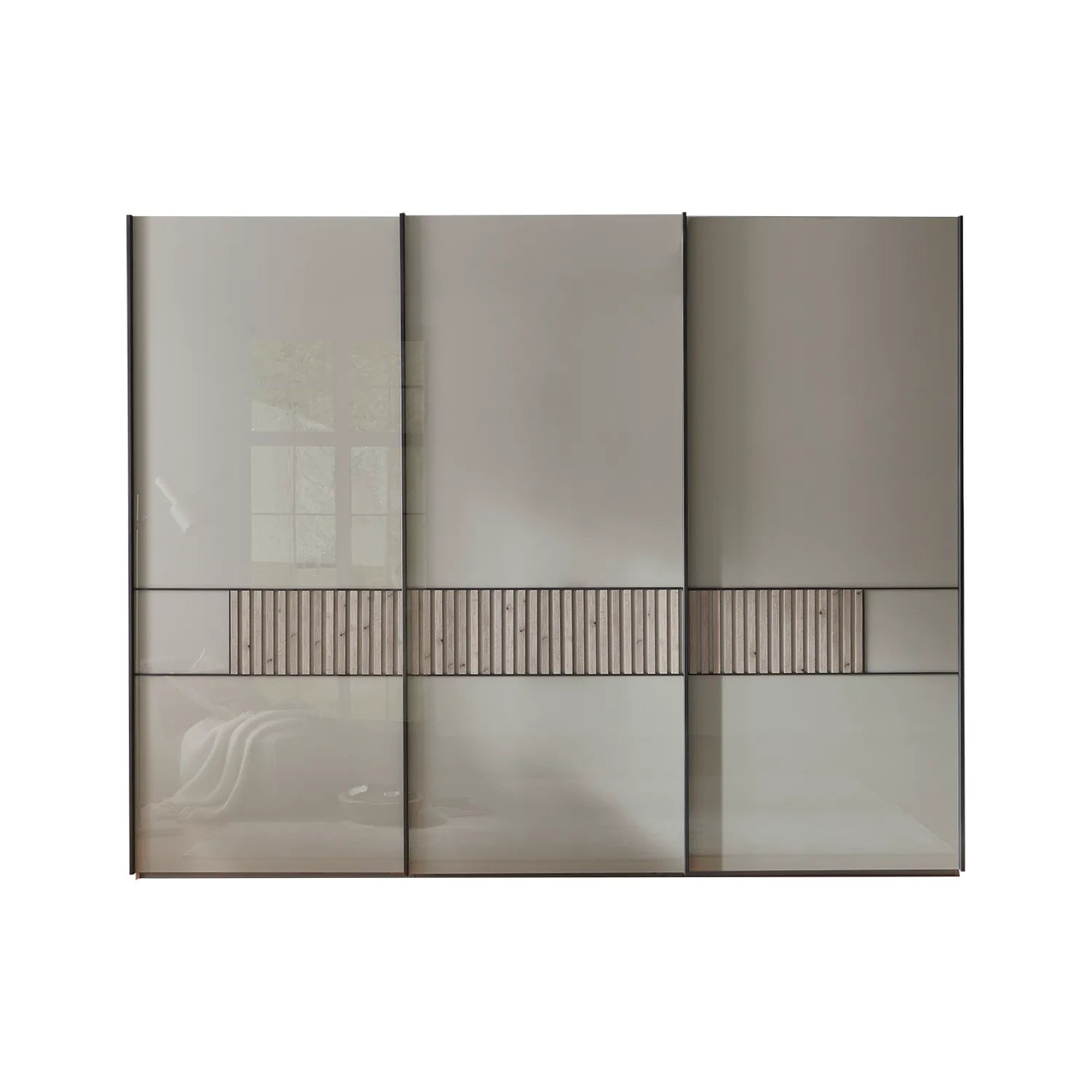 Vilmar Pebble Grey Glass 3 Door Sliding Wardrobe - Pendle Village Furniture