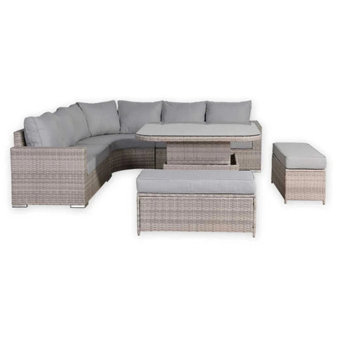 Weather-resistant synthetic rattan exterior for garden furniture.