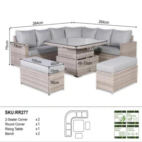 Large corner set dimensions for accurate space fitting.