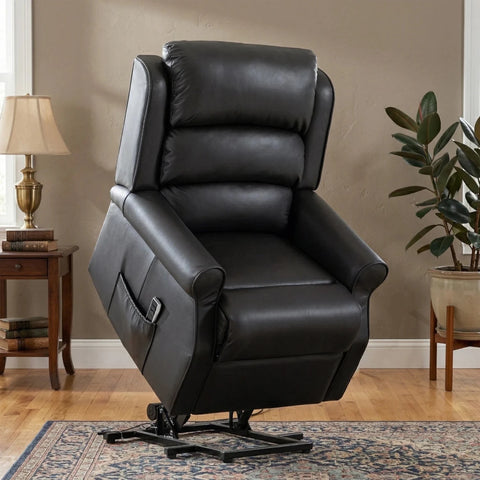 Windsor Black Leather Lift & Tilt Recliner (Dual Motor)