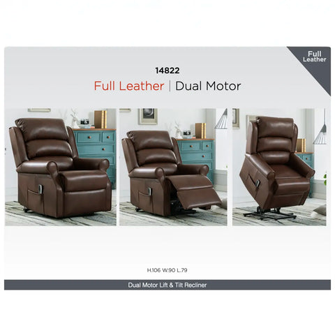 Windsor Brown Leather Lift & Tilt Recliner (Dual Motor)