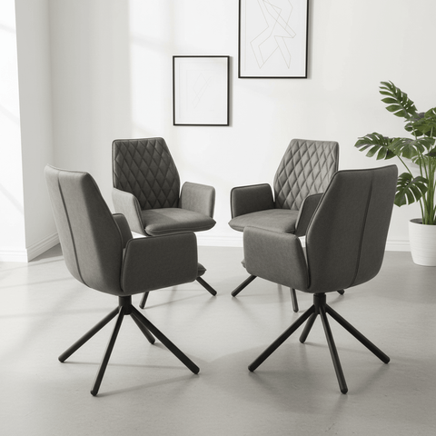 Twist Grey Swivel Set of 4 Dining Chairs