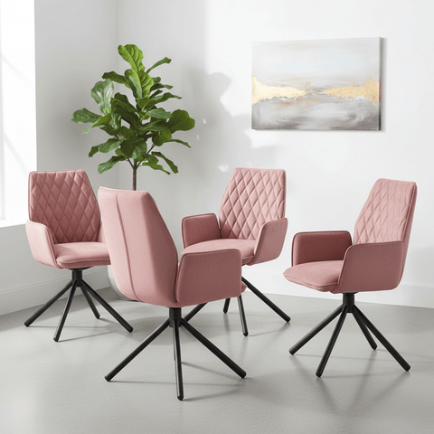 Twist Pink Swivel Dining Chairs - Set of 4