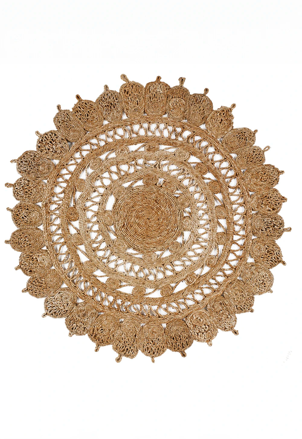 Zarla Natural Jute Round Rug, 120cmx120cm - Also available in Black - Main Image