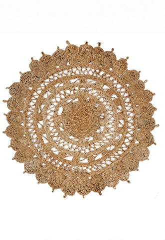 Zarla Natural Jute Round Rug, 120cmx120cm - Also available in Black - Main Image