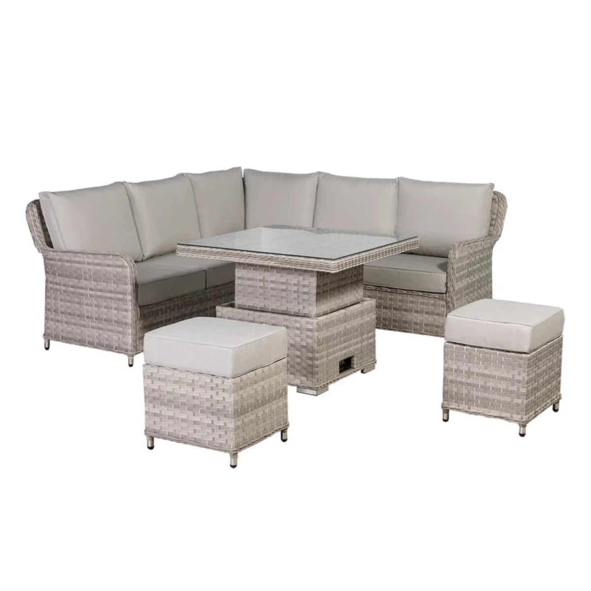 Modern square L-shape garden sofa set for small spaces.