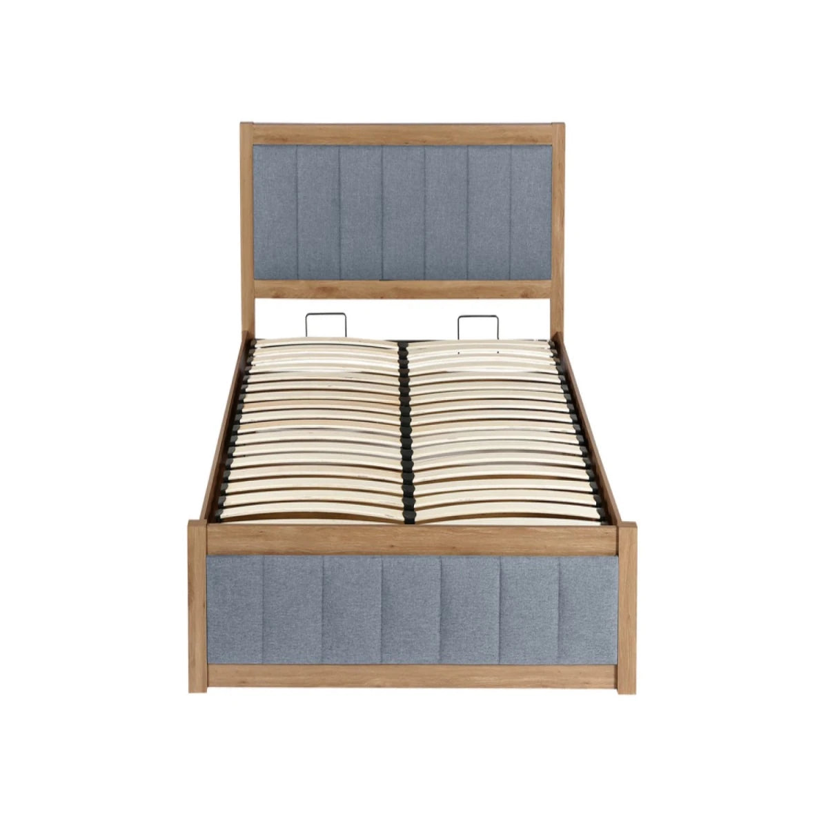Strong and durable wooden bed frame with reinforced support.