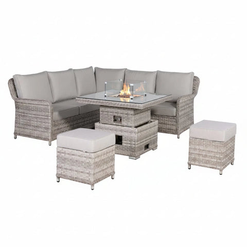 Stylish rattan-style outdoor seating set for small garden spaces.