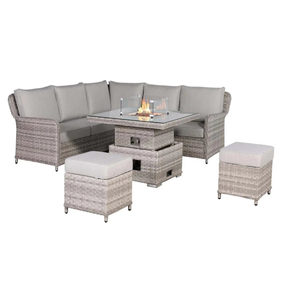 Comfortable corner sofa with deep cushioned outdoor seating.
