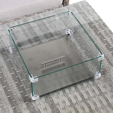 Stylish firepit coffee table with lift-up function.