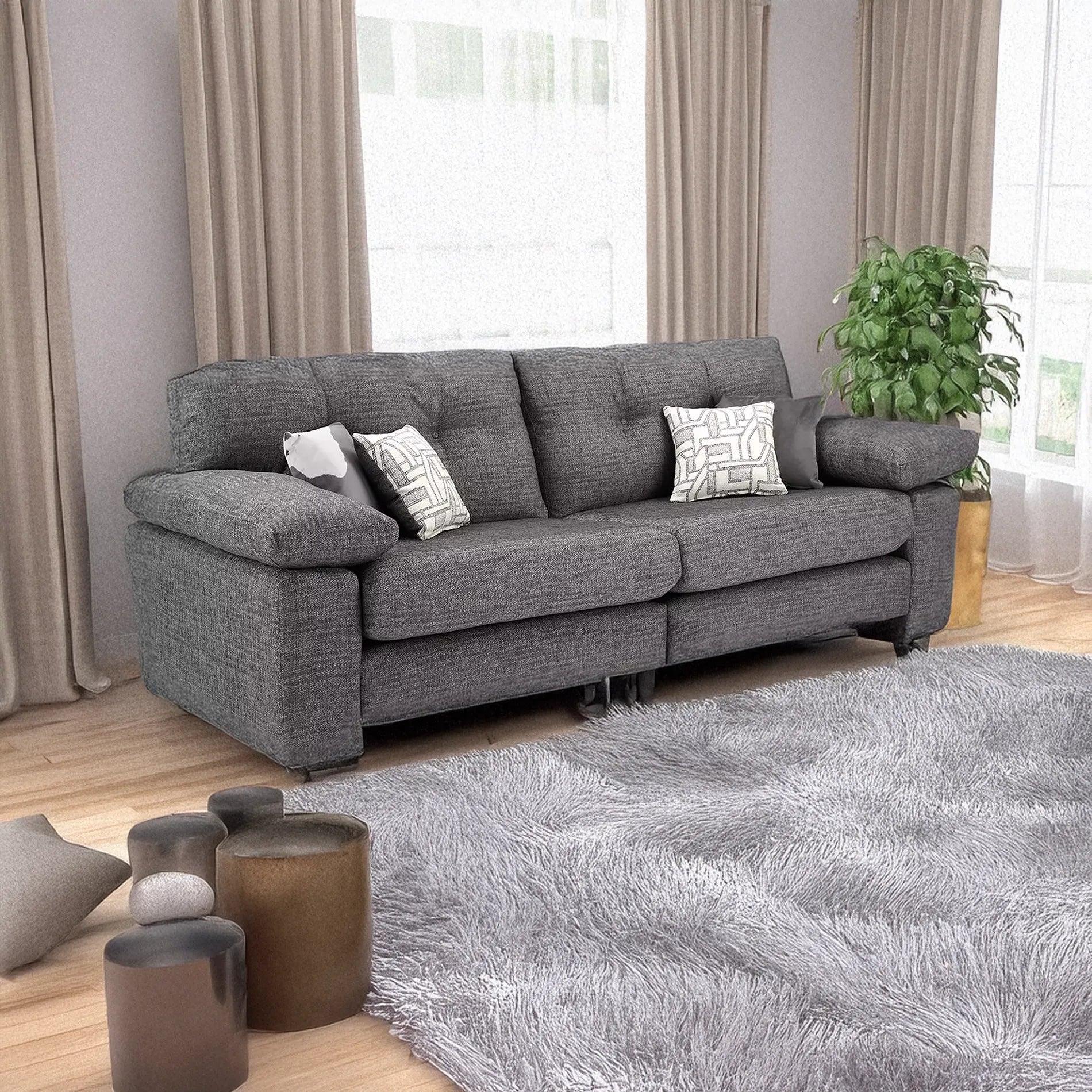 Ziggy 4 Seater Fabric Sofa