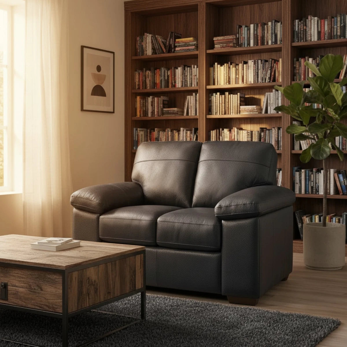 Comfortable 2 seater sofa with anti-sag structure and durable build.