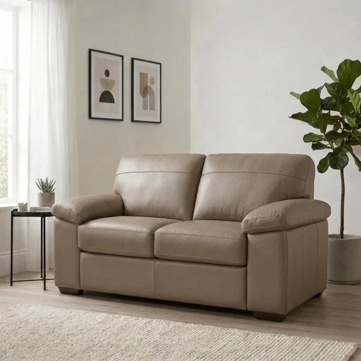 Comfortable 2 seater sofa with anti-sag structure and durable build.