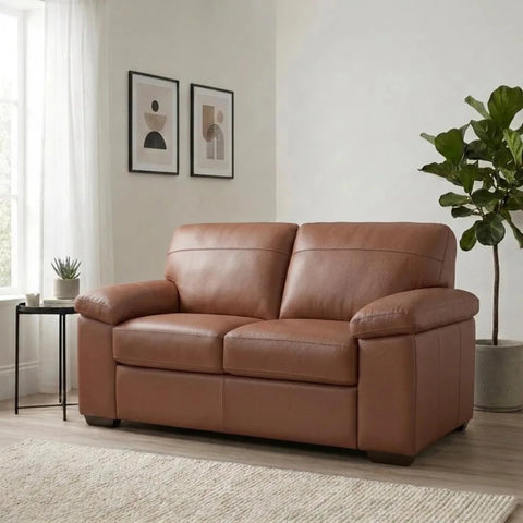 Zuzu Leather Oslo 3 seater sofa with coil sprung foam seating.