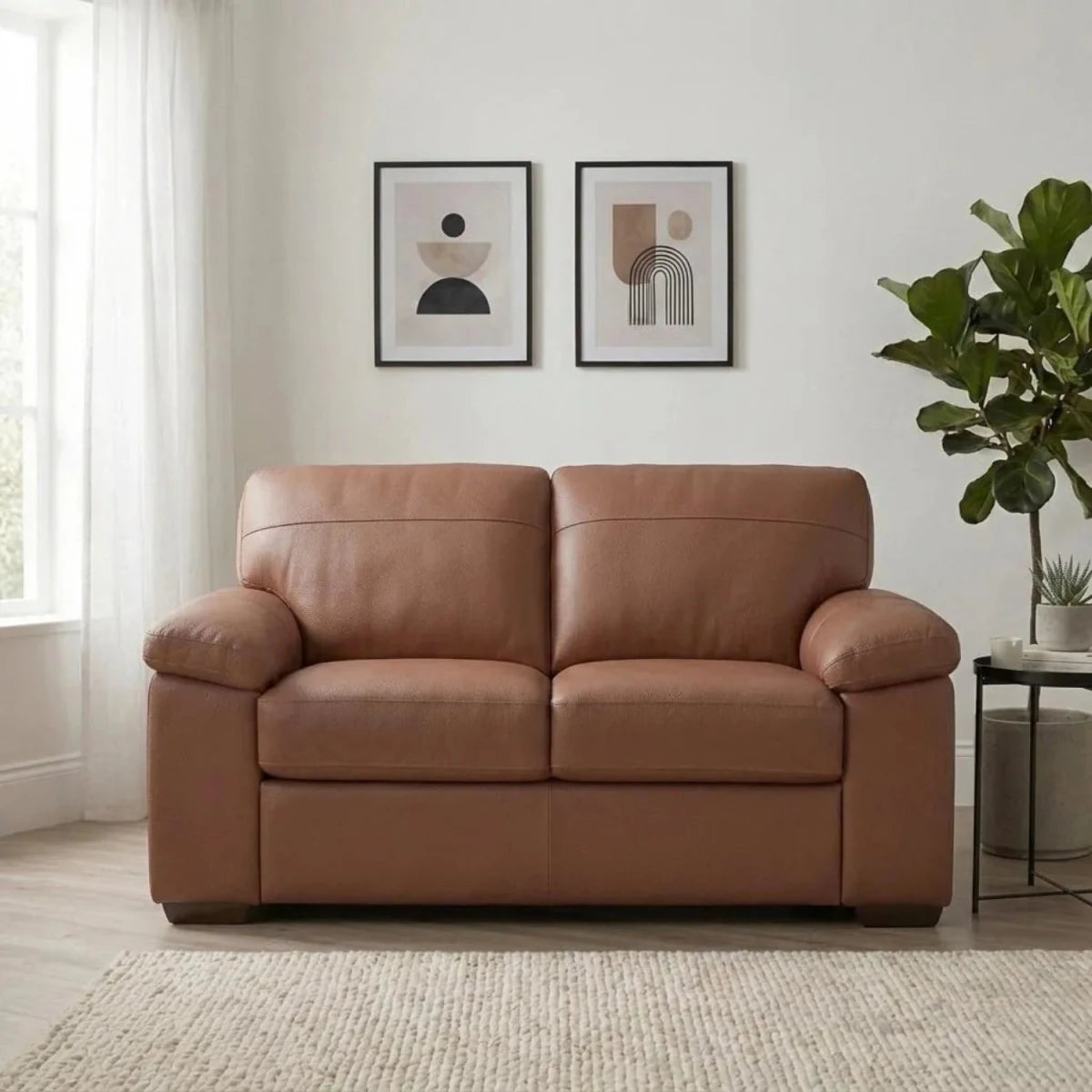 Zuzu Leather Oslo 3 seater sofa with coil sprung foam seating.
