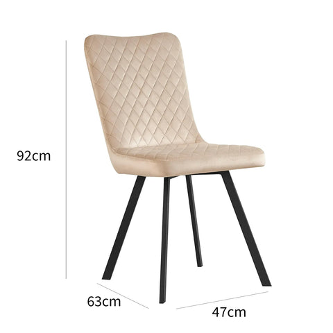 Laura Champagne Plush Velvet Dining Chairs, Set of 4 - Pendle Village Furniture