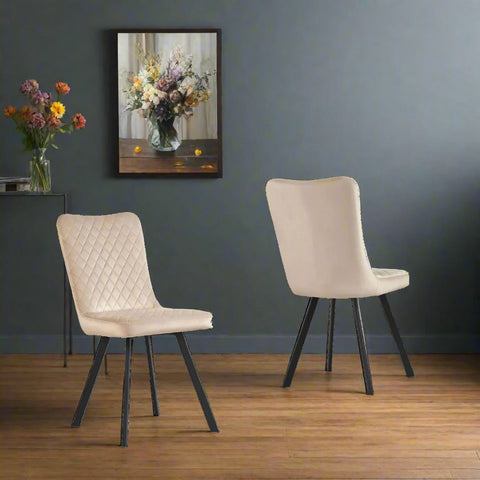 Laura Champagne Plush Velvet Dining Chairs, Set of 4 - Pendle Village Furniture