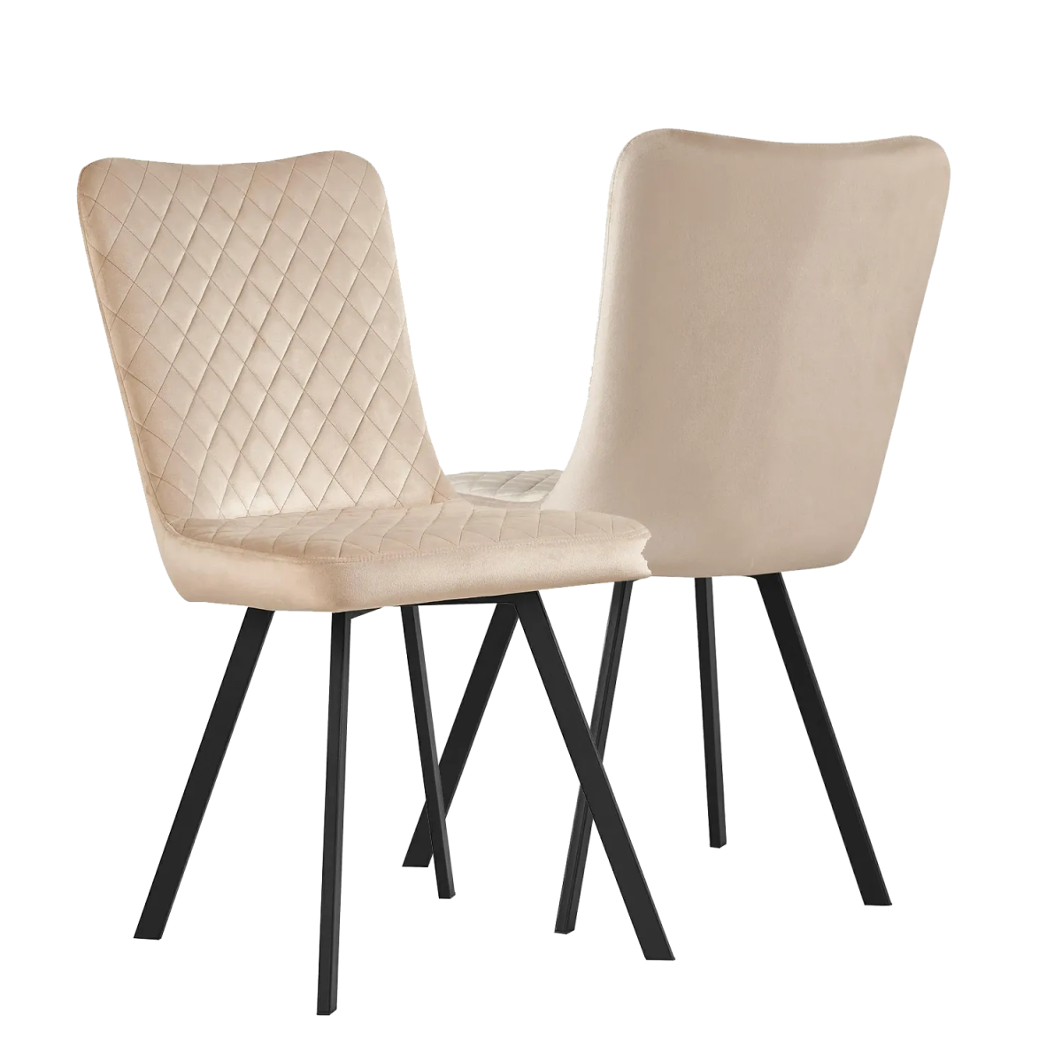 Laura Champagne Plush Velvet Dining Chairs, Set of 4 - Pendle Village Furniture