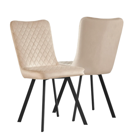 Laura Champagne Plush Velvet Dining Chairs, Set of 4 - Pendle Village Furniture