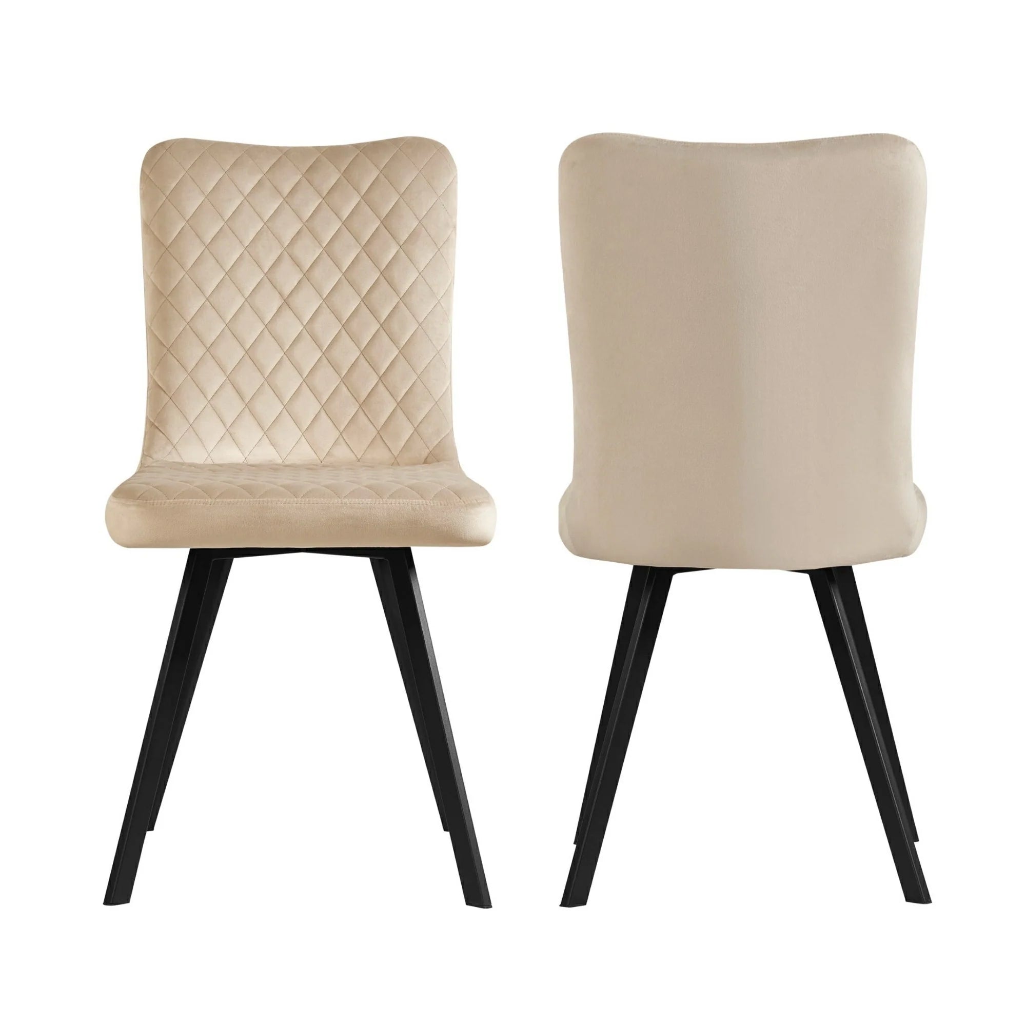 Laura Champagne Plush Velvet Dining Chairs Set of 4