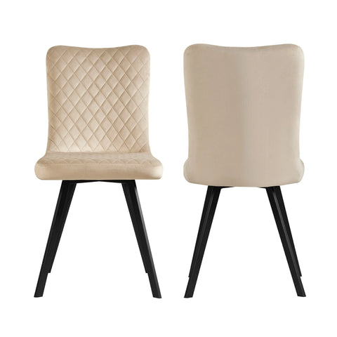 Laura Champagne Plush Velvet Dining Chairs, Set of 4 - Pendle Village Furniture