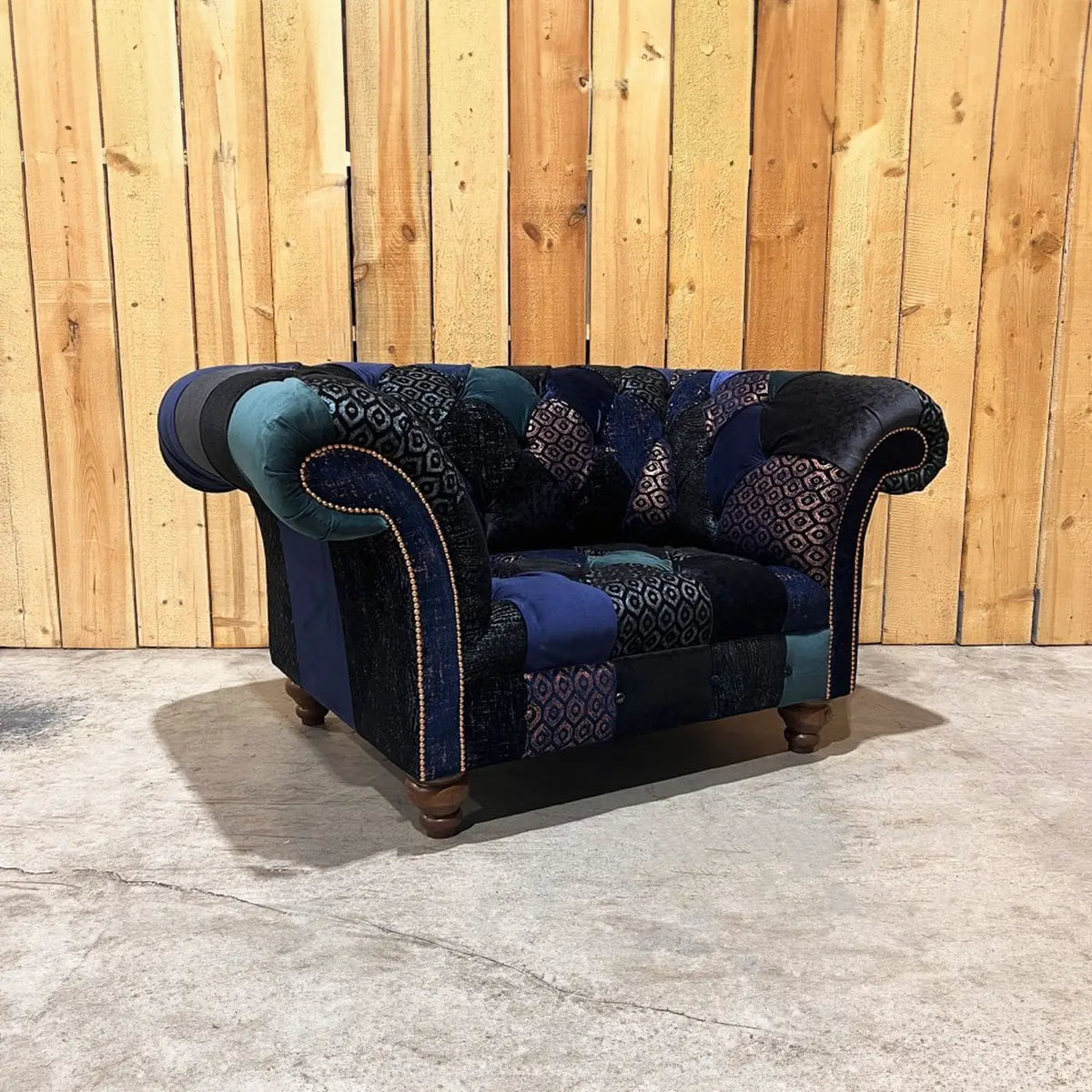 Oswald & Pablo Dorset Patchwork Velvet Chesterfield Snuggle Chair, also available in various size sofas 