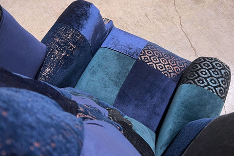 Oswald & Pablo Dorset Patchwork Velvet Chesterfield Wing Chair, also available in various sofa sizes - Chair Design Image