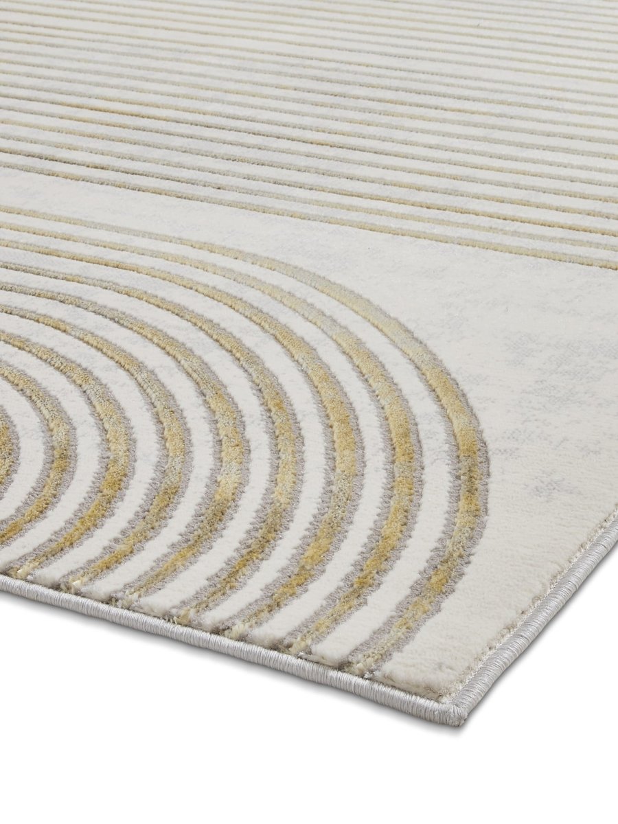 Apollo 2683  Modern Linear Rug in Grey/Gold side view