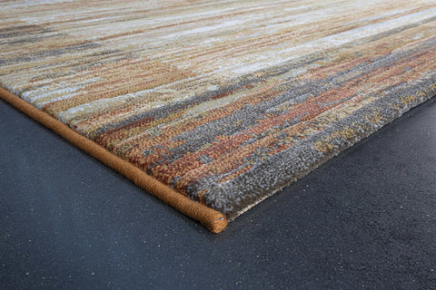 Galleria Rust/Orange Abstract Bordered Rug. Available in various designs and sizes- Rug edge detail Image 