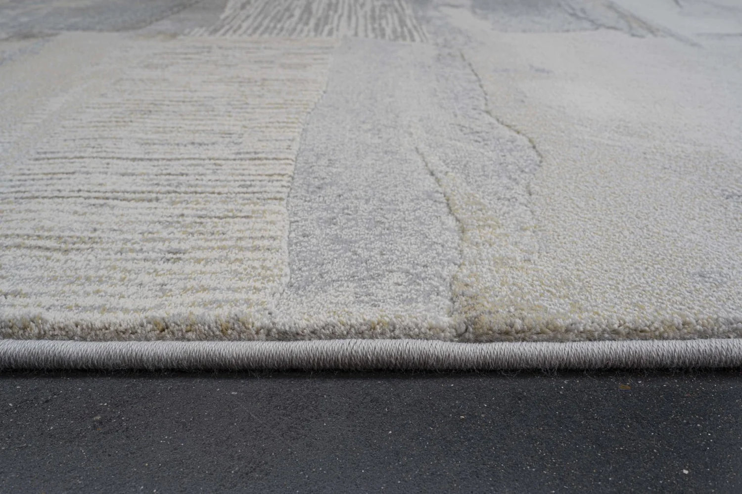 Galleria Modern Abstract Textured Grey Rug. Available in various sizes. Also available in Brown Abstract - Rug edging Image 