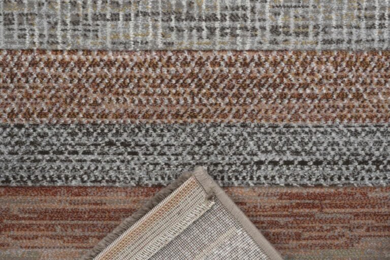 Galleria Stripe Beige Brown Rust Geometric Rug. Available in 3 colours and 8 sizes - Rug reverse Image 