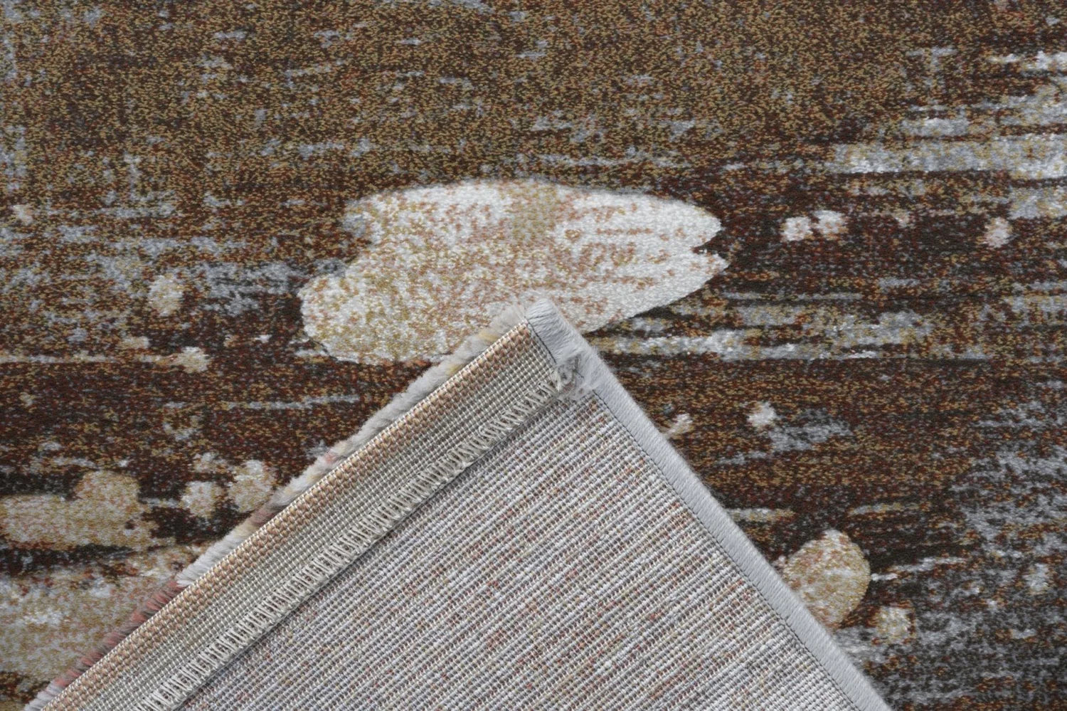 Galleria Modern Abstract Textured Grey Rug. Available in various sizes. Also available in Brown Abstract - Reverse of Rug Image 