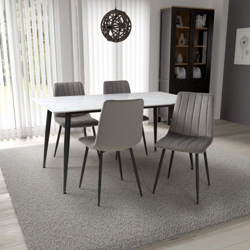 Theo 1.6M White Sintered Stone Dining Table with 4 Chairs - Pendle Village Furniture