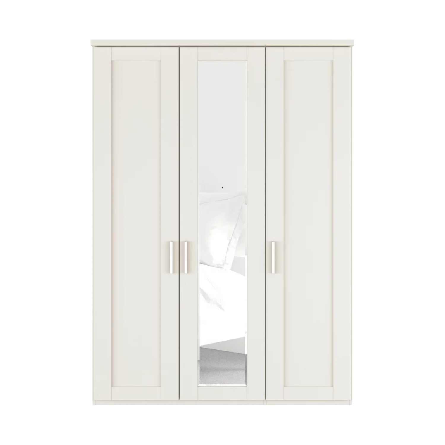 Wiemann Kempton 3 Door White Hinged Wardrobe With Mirror